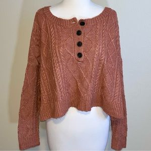 Knitted Buttoned Cropped Sweater